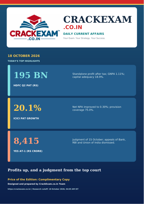 CrackExam daily magazine cover for 18 October 2026