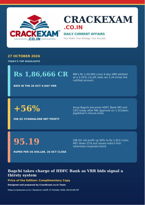 CrackExam daily magazine cover for 27 October 2026